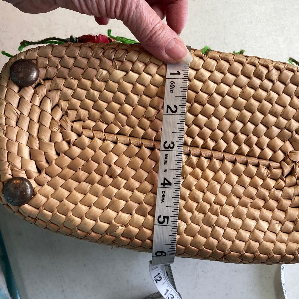 Vintage Woven Tote with Floral Accents - Picture 12 of 12
